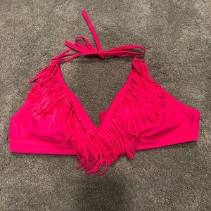 Hot pink fringe swimsuit top